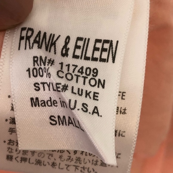 New Frank & Eileen Orange Luke Shirt S - Picture 7 of 9